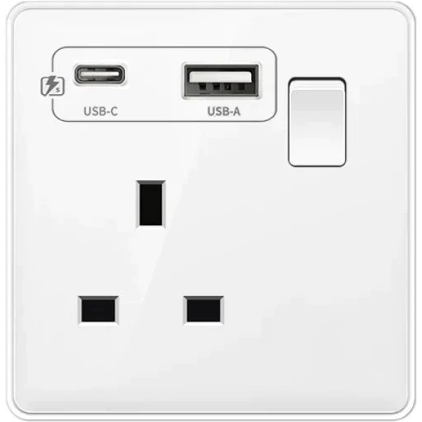 0004 18W Type-C Plug Quick Charging Uk 13A Usb Wall Socket,Electrical Outlet with 3.1A USB C
