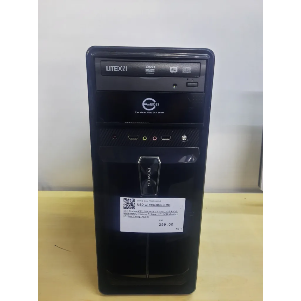 Intel Pentium CPU G2030 @ 3.0 GHz , 2GB RAM , 80GB HDD , Windows 7 Home , 17″ LCD Monitor , EMBoss Casing [NETT]