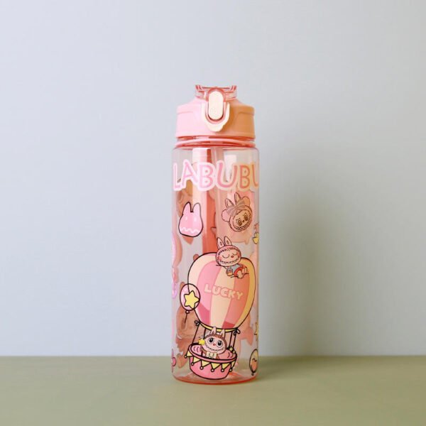 New Products 2025 Children's Cartoon Transparent Pop-up Lid Straw Water Cup Anti-drop Water Bottle Space Cup 750ml