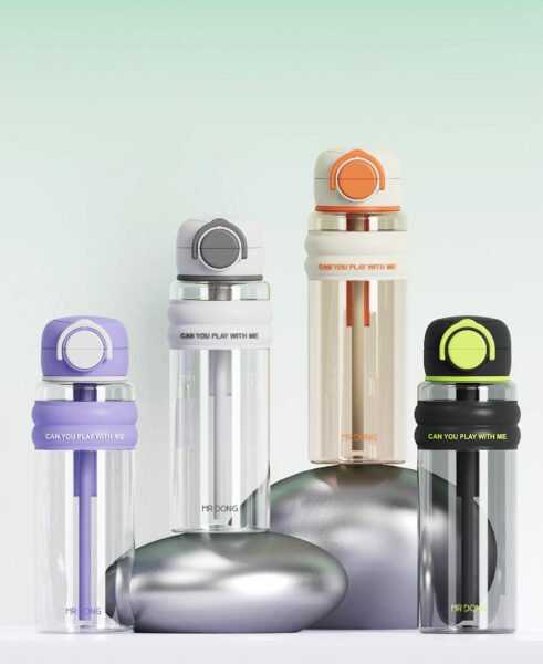 Hot Sale Double-Layer Plastic Straw Cup Reusable Cold Coffee Mug 800ML Large Capacity Water Bottle Tumbler